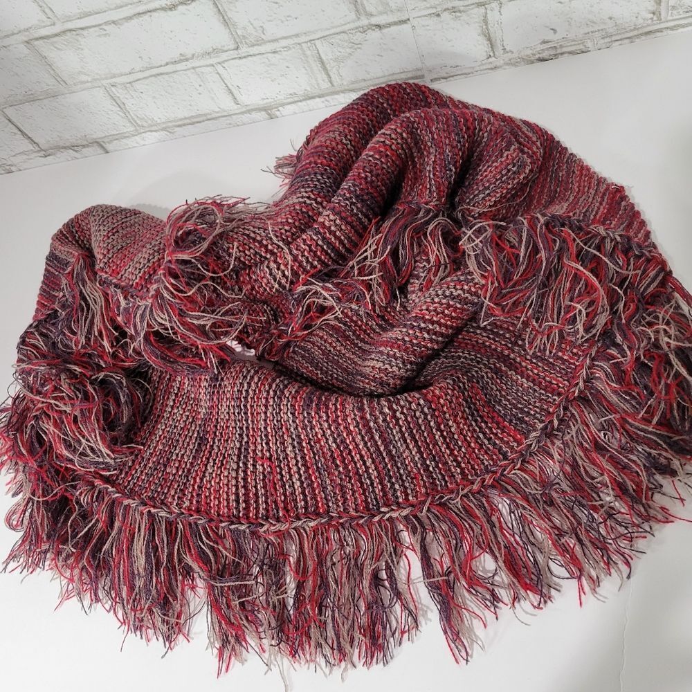 Cute red and‎ purple fringe infinity scarf